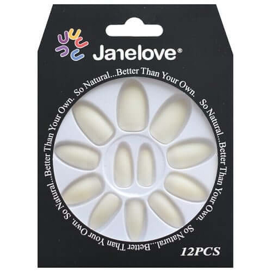 Lot de 12 clous Janelove Faux Matt, mats, blancs