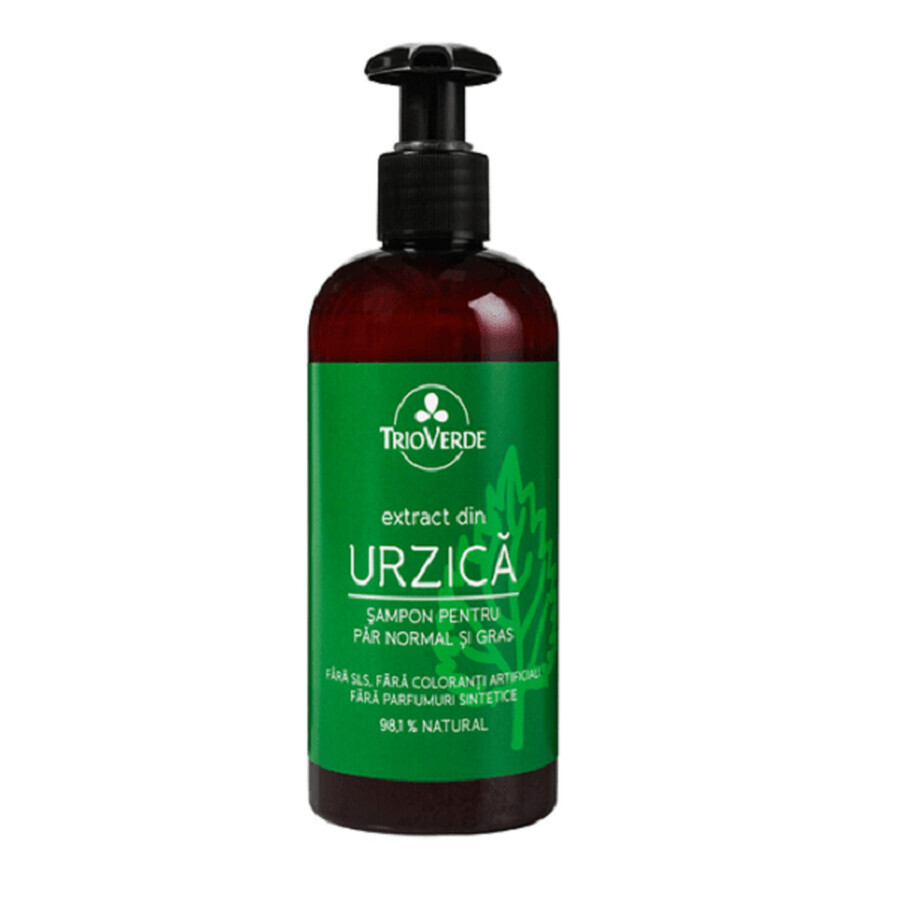 Sampon pentru par normal si gras cu extract de urzica, 250 ml, Trio Verde