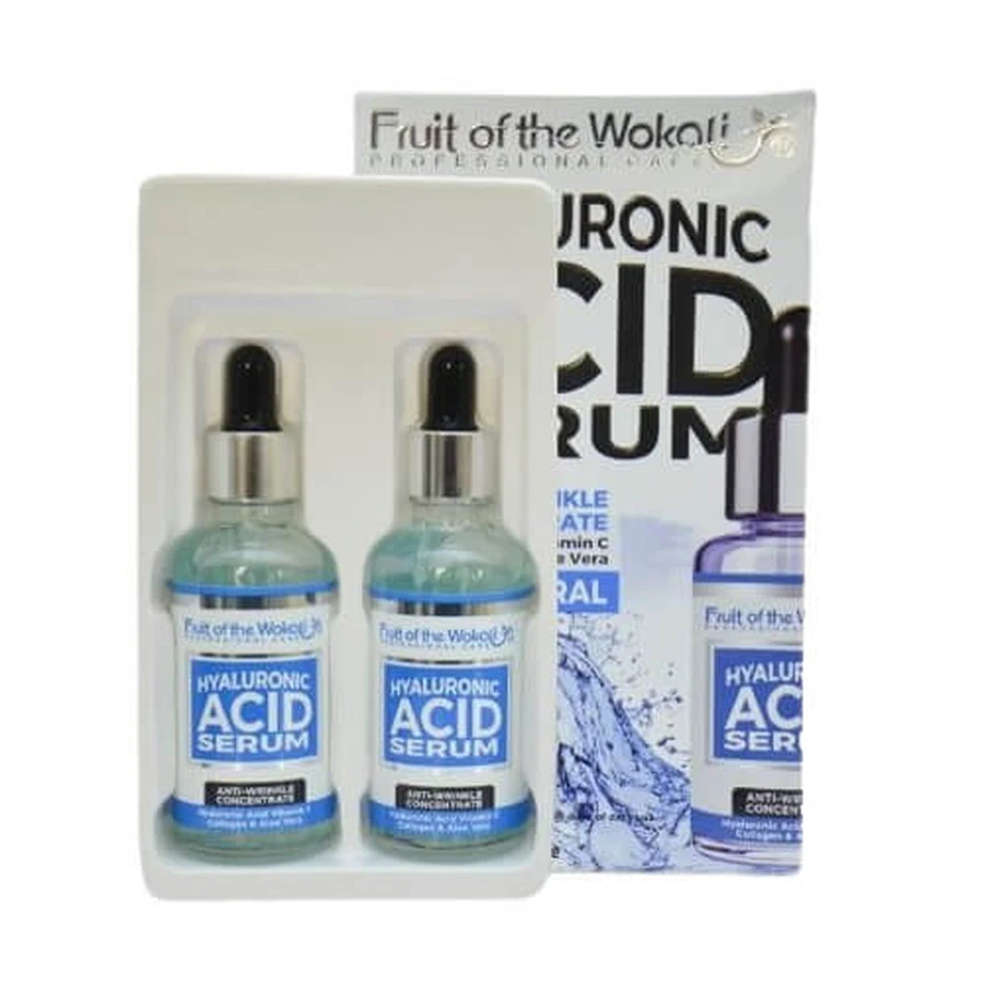Wokali Serum de Tratamiento Facial con Ácido Hialurónico, Vitamina C, Colágeno y Aloe Vera, 2 x 50 ml