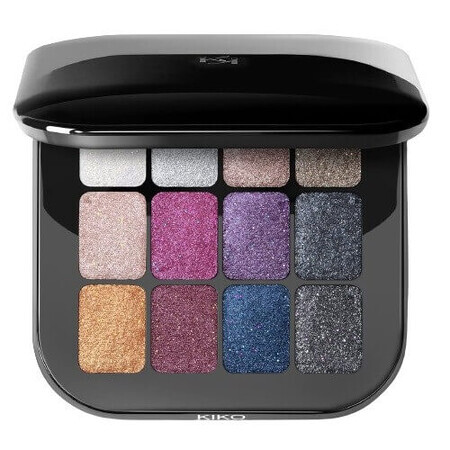 Paleta Farduri Sidefate, Kiko Milano, Cult Colours, 02 Shocking Sparkle Shades, 12 Culori, 12 g