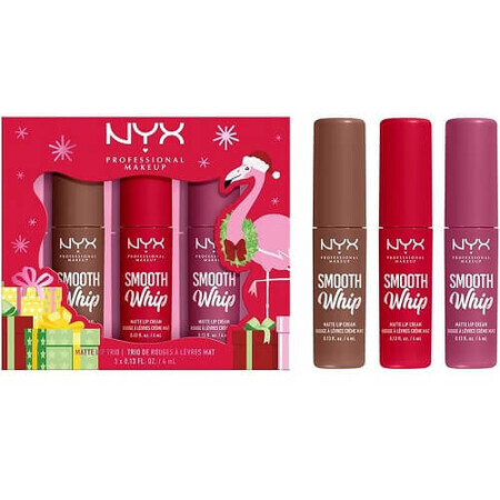 Set of 3 liquid lipsticks, NYX, Smooth Whip Matte Lip Trio, 3 x 4 ml