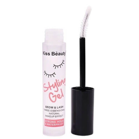 Gel Fijador de Pestañas y Cejas, Kiss Beauty, Styling Gel 3D, Resistente al agua, Transparente, 6 ml