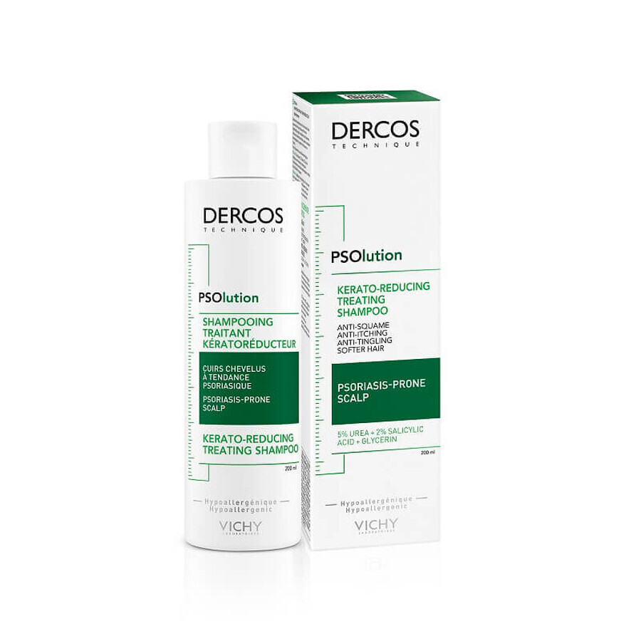 Vichy Dercos Champú queratorreductor PSOlution, 200 ml