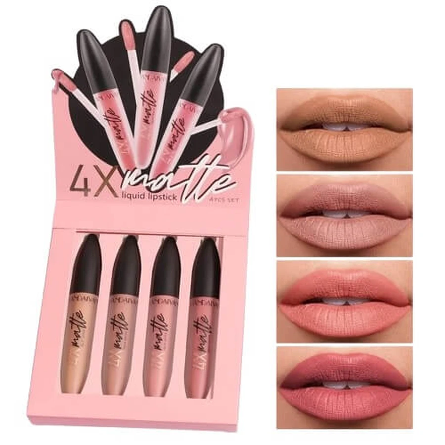 Set 4 barras de labios líquidas, Handaiyan, mate, 4 x 2,5 ml, A