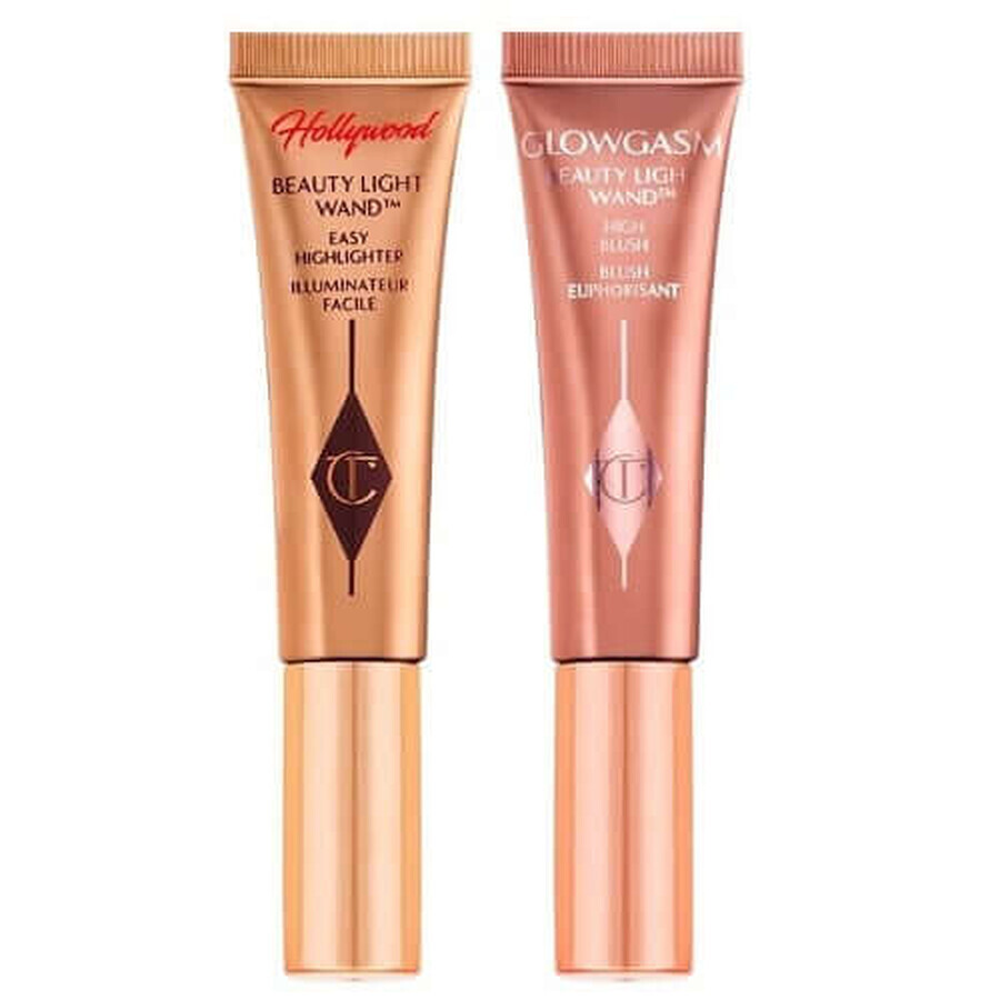 Set de iluminador y colorete, Charlotte Tilbury, Hollywood Superstar Glow Kit, Beauty Light Wand, 2 x 5 ml