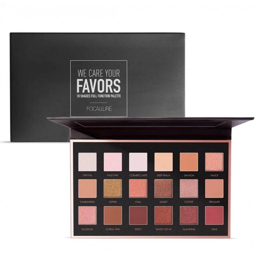 Focallure We Care Your Favors 18 Eyeshadow Kit, 02 Neutrals