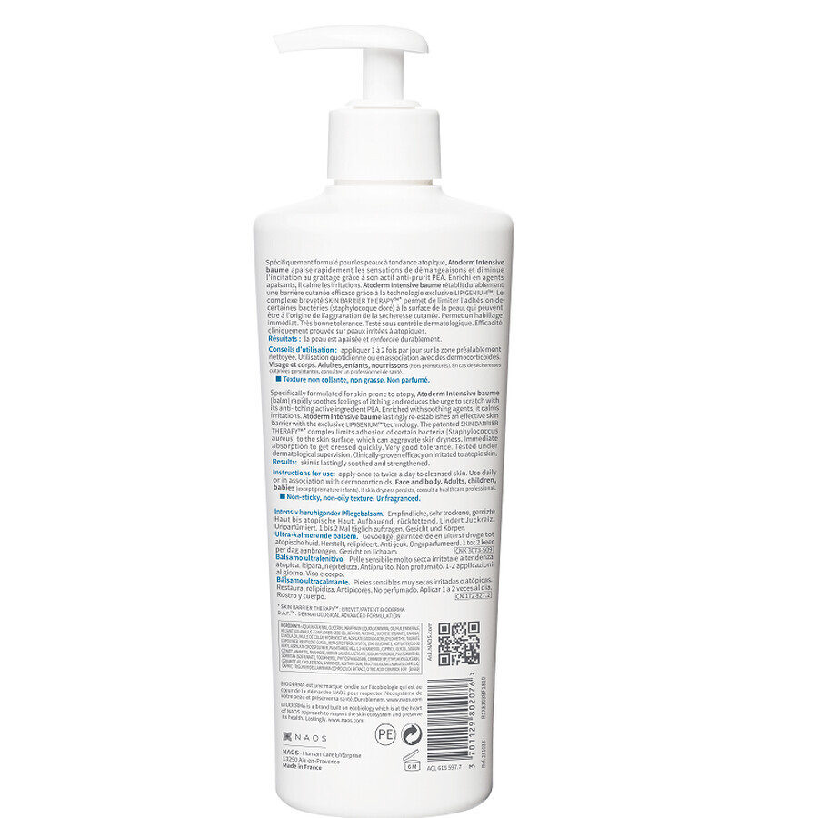 Bioderma Atoderm Intensive Balsam restructurant si calmant pentru piele atopica, 500 ml