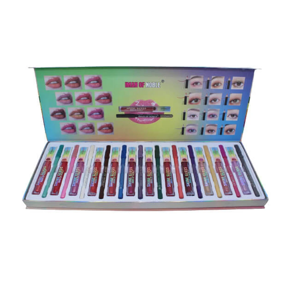 Set de 12 barras de labios y 12 lápices de ojos, Iman de Noble