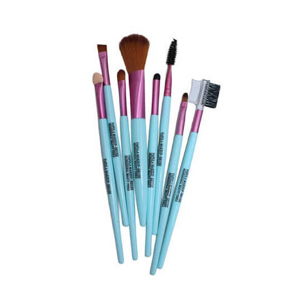 Set de brochas de maquillaje, Maquillaje, 8 brochas, turquesa