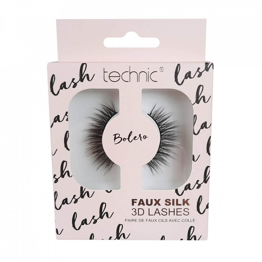 Gene false, Technic, Faux Silk 3D Lashes, Bolero, Adeziv inclus