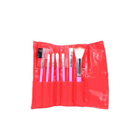 Set di 7 pennelli da trucco, Fraulein, rosso