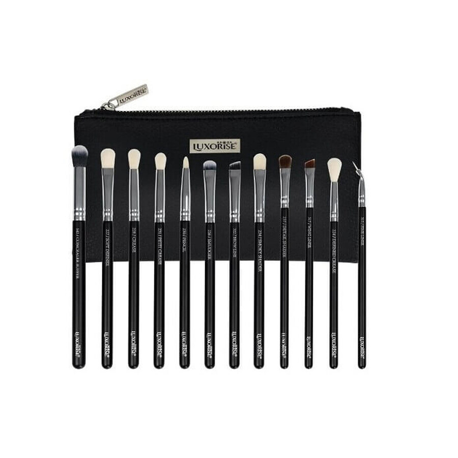 Set de 12 Brochas de Maquillaje, Luxorise, Plata, Incluye Bolsa