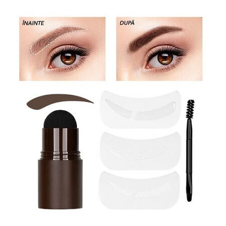 Colorete para cejas con sello, pinceles y arena, Ushas, Marrón