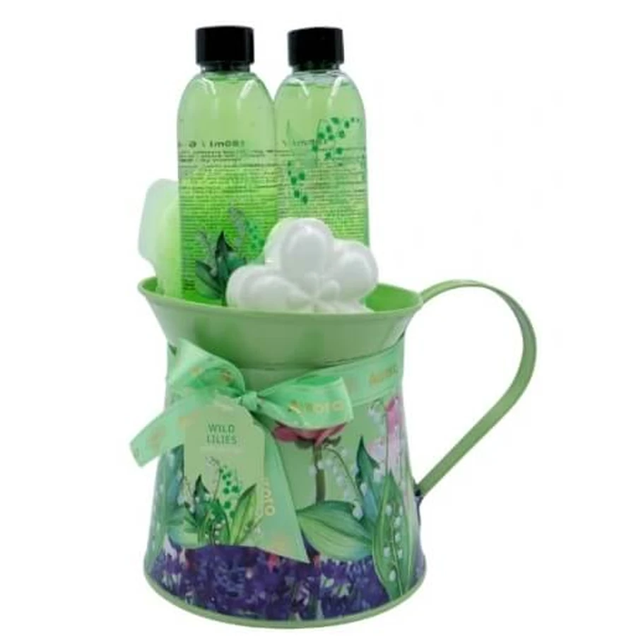 Aurora Geschenkset Wildlilie el 180 ml + Shampoo 180 ml + Glitzerkugel + Waschlappen