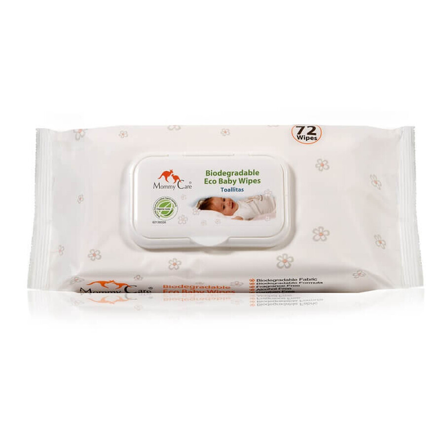 Lingettes biodégradables pour bébés, 72 pièces, Mommy Care