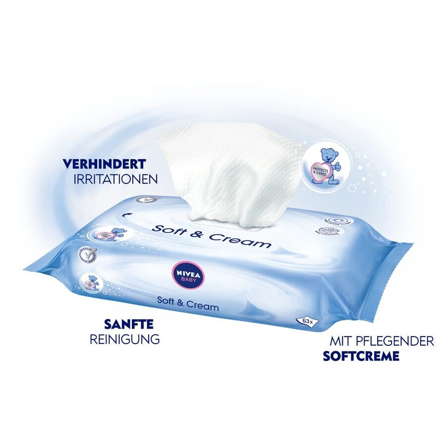 Soft & Cream Feuchttücher für Babys, 63 Stück, Nivea