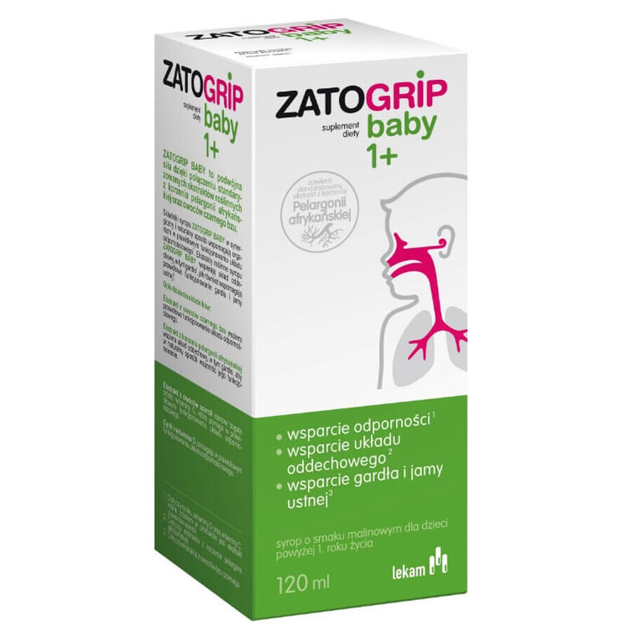 ZatoGrip Jarabe sabor frambuesa para niños mayores de 1 año 120ml