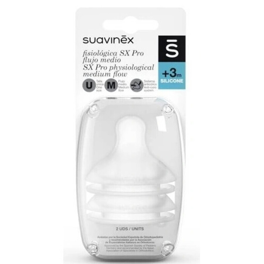 Suavinex, SX Pro +3m tetinas de biberón, 2 piezas