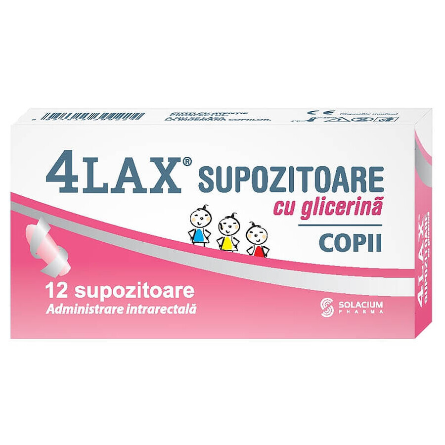 Supositorios de glicerina para niños 4Lax, 12 unidades, Solacium Pharma