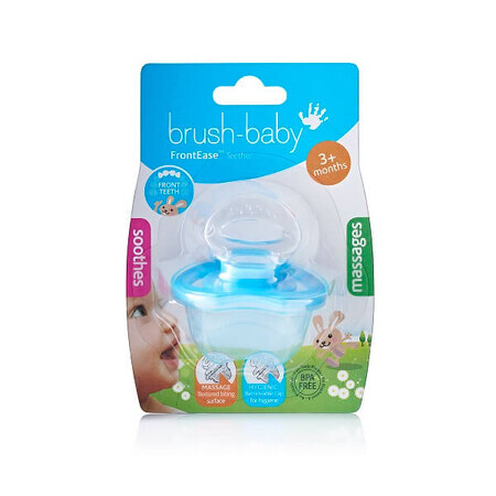 FrontEase cepillo de dientes azul chupete, 3 meses+, Brush Baby