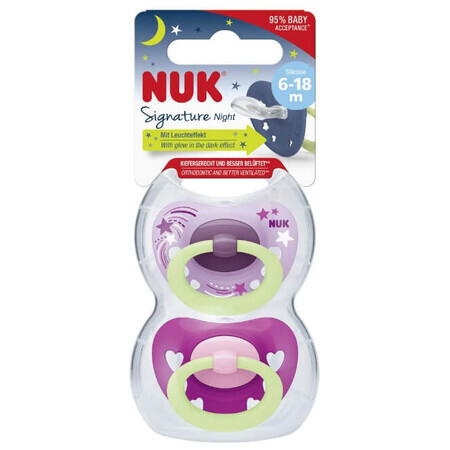 Nuk, Signature Night, Pacifier, Gr.2, 2 pieces