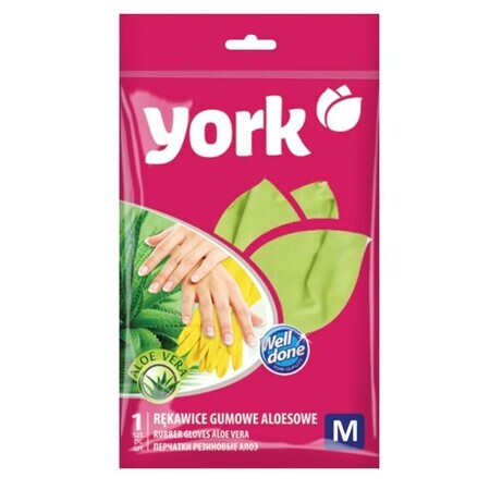 York, Guantes de goma, aloe vera, talla M, 1 par