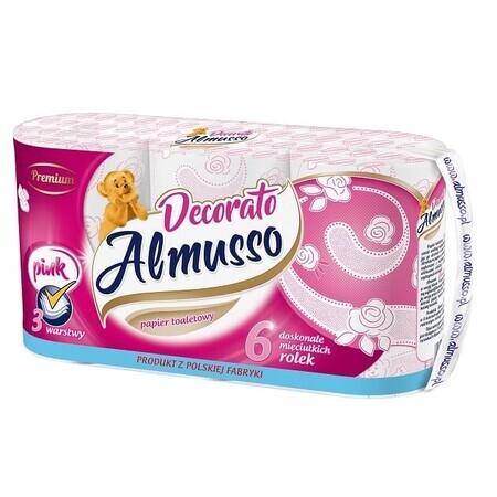 Almusso, Papel higiénico Decorato, rosa, 6 rollos