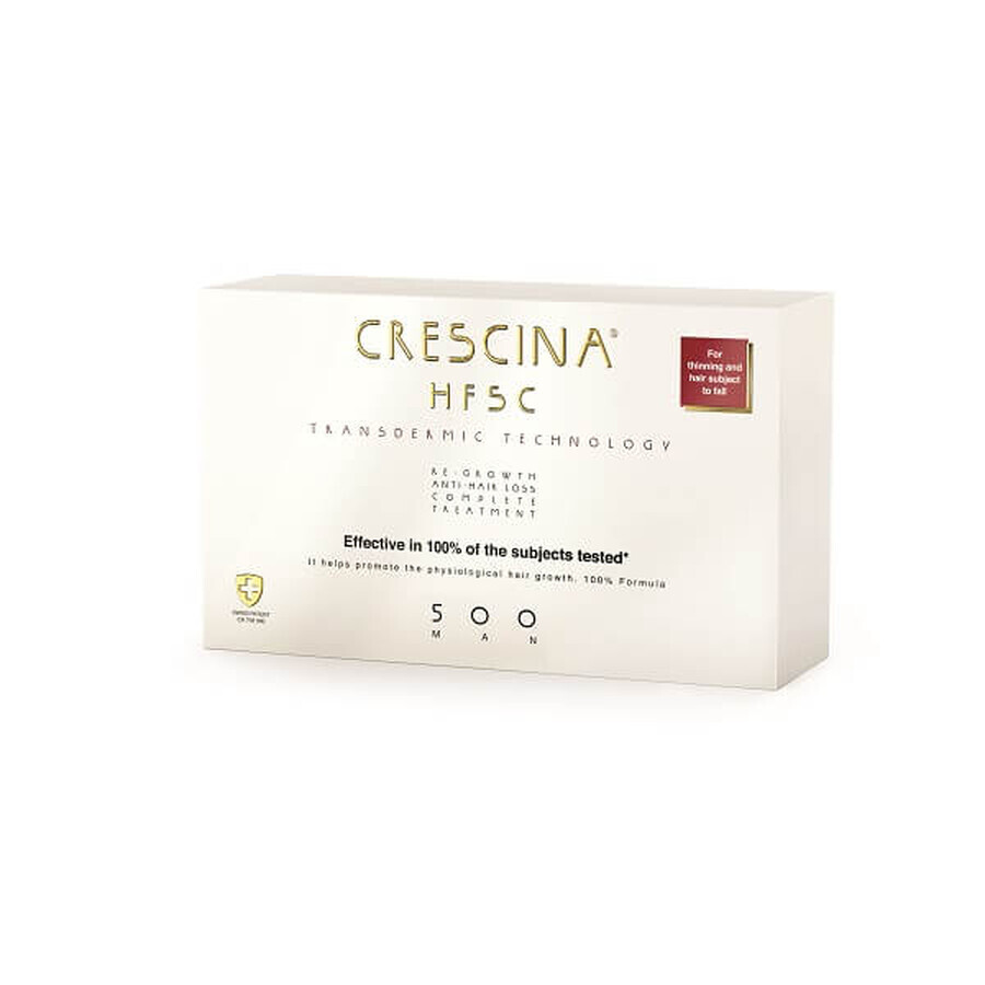 Tratamiento completo Crescina Transdermic Man HFSC 500, 10 + 10 ampollas, Labo