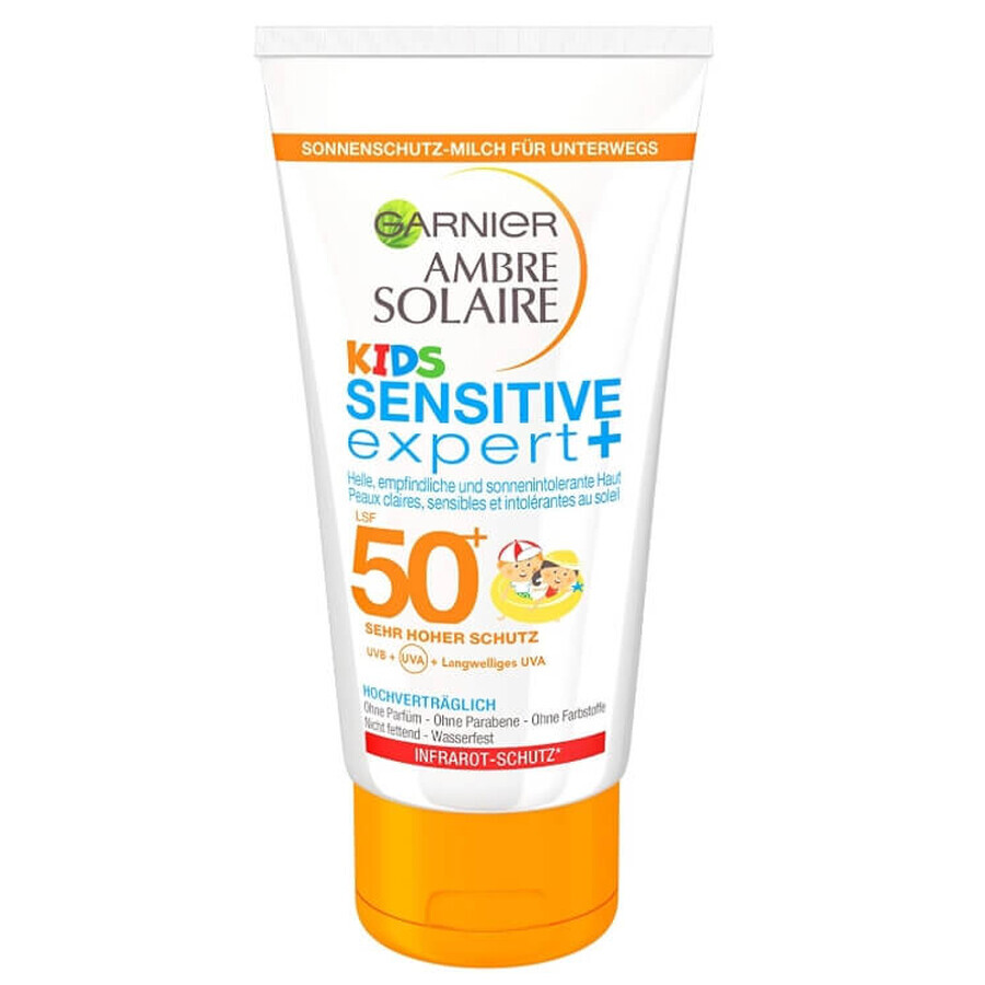 Garnier Ambre Solaire, Loción Solar Infantil SPF50+, de rápida absorción, resistente al agua, 50ml