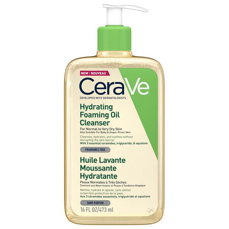 Aceite limpiador espumoso e hidratante, 473 ml, CeraVe