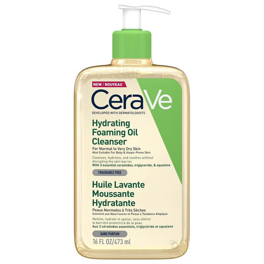 Aceite limpiador espumoso e hidratante, 473 ml, CeraVe