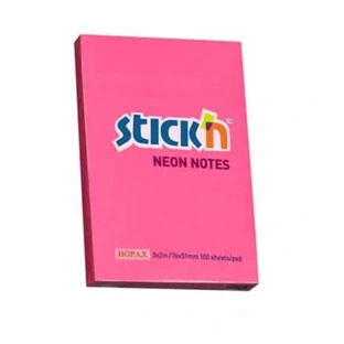 Stickn, Bloc de notițe autoadezive, 100 coli roz închis neon