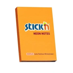 Stickn, Bloc de notas adhesivas, 100 hojas naranja neón