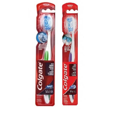 Periuță de dinți Colgate 360 Optic White, medie, 1 buc.