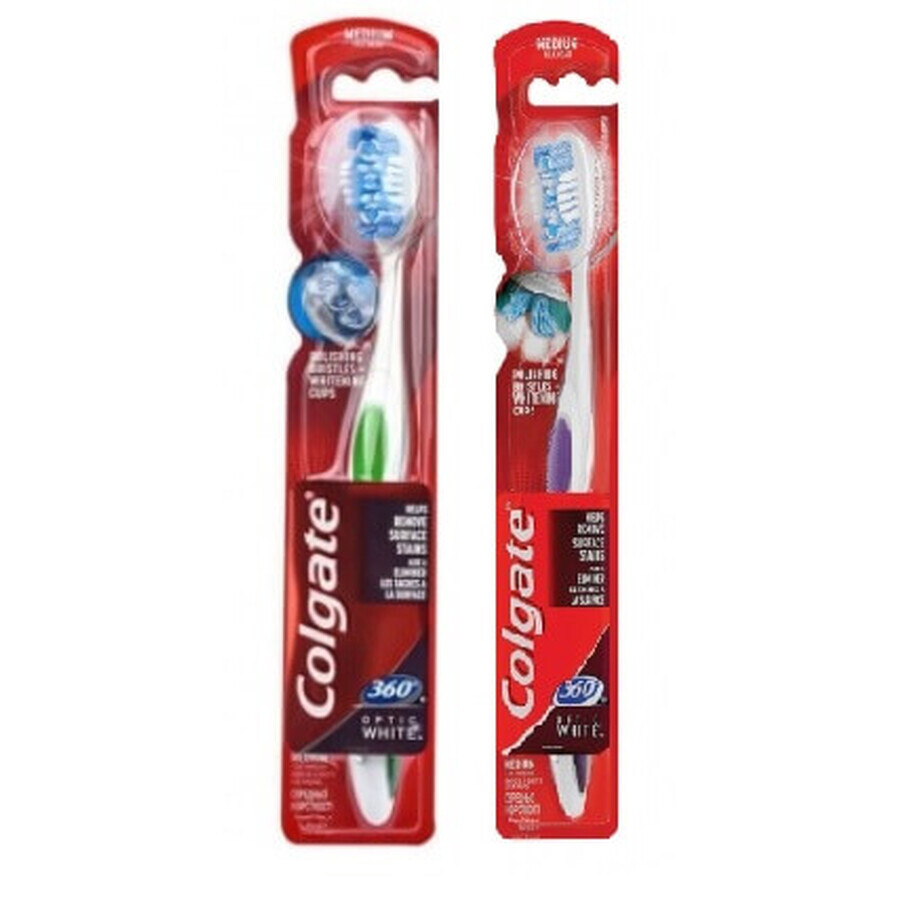 Periuță de dinți Colgate 360 Optic White, medie, 1 buc.