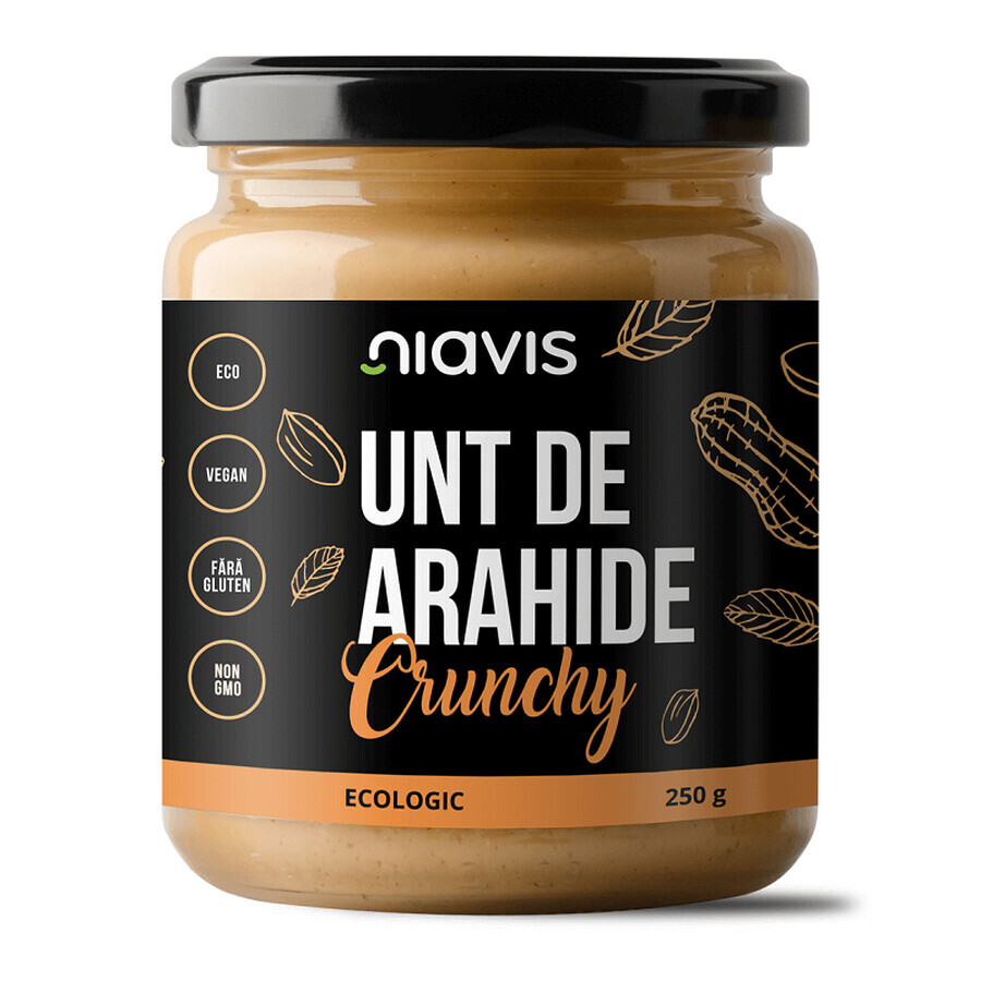 Mantequilla de cacahuete ecológica crujiente, 250 g, Niavis