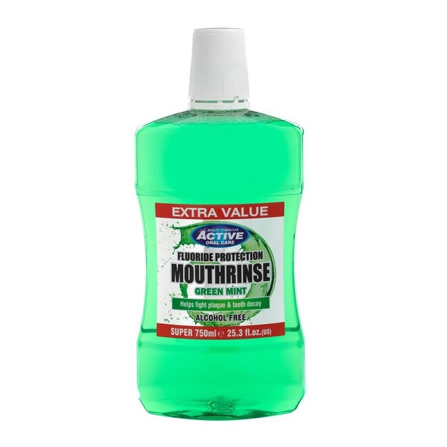 Beauty Formulas Colutorio activo sin alcohol con mito verde, 750ml