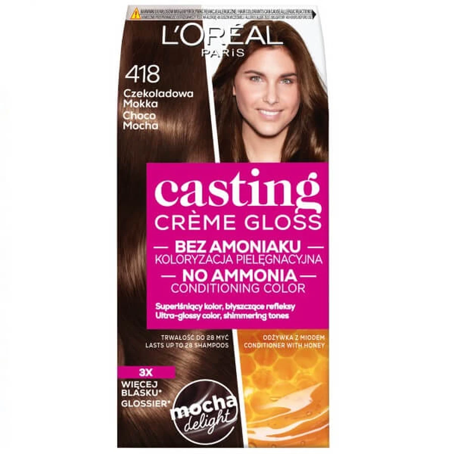 L Oreal Paris Casting Creme Gloss Farba 418 Czekoladowa Mokka: ceny i cechy