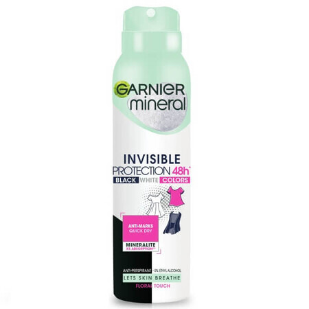 Garnier Spray Antitranspirante Mineral Protección Invisible Toque Floral, 150ml