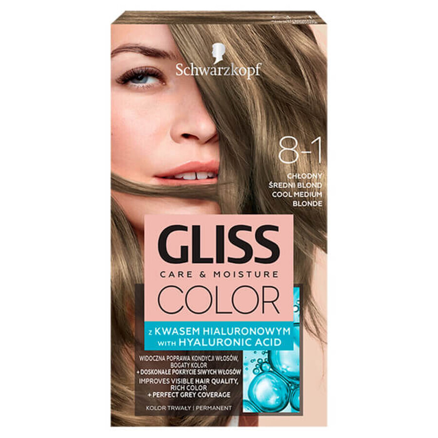 Schwarzkopf Gliss Color Cera con ácido hialurónico Rubio Rojo Frío 8-1