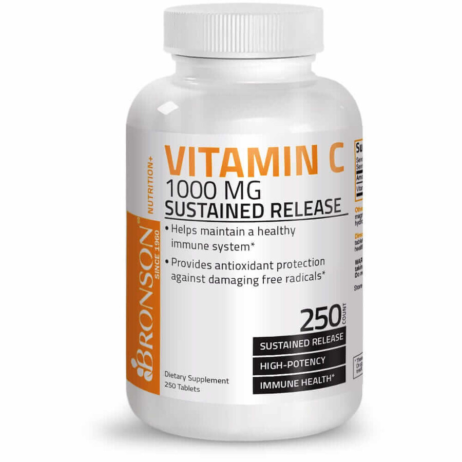 Vitamina C 1000 mg liberación sostenida, 250 comprimidos, Laboratorios Bronson