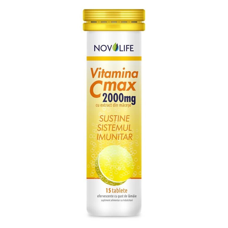 Vitamin C effervescent with macese extract Max 2000, 15 tablets, Novolife