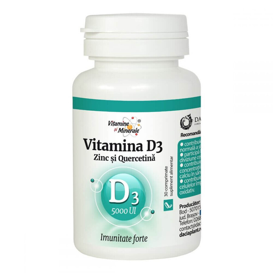 Vitamina D3 (5000IU) Zinc y Quercetina, 30 comprimidos, Dacia Plant