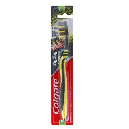 Colgate, ZigZag Charcoal, brosse à dents, moyenne, 1 pc