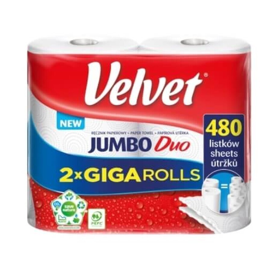 Toallas de papel Velvet Jumbo Duo, 2 rollos