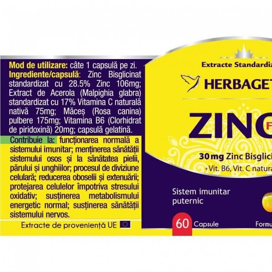 Zinc Forte, 60 cápsulas, Herbagetica