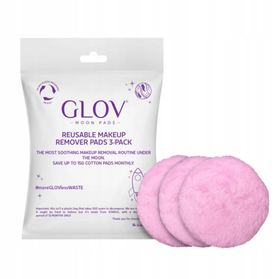 Glov Moon Pads Bețișoare reutilizabile demachiante, 3 bucăți