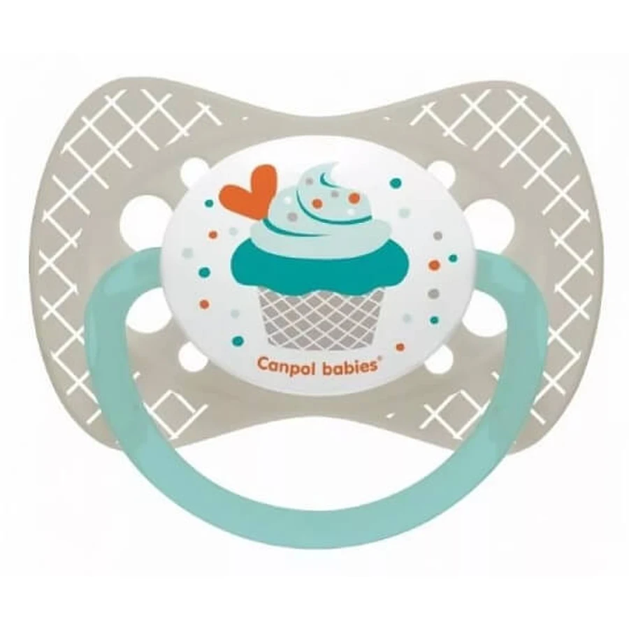 Canpol, Smoczek uspokajający, silikonowy, symetryczny, 0-6m Cupcake 23/282, szary, 1 sztuka: ceny i cechy