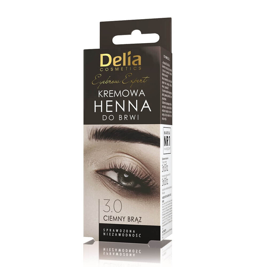 Delia Eyebrow Expert cremă de sprâncene henna 3.0 Dark Bir, 15ml