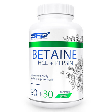 SFD Betaine HCl + pepsină, 120 comprimate